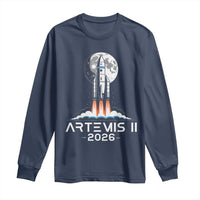 Lunar Journey 2026 Retro Rocket Launch Long Sleeve Shirt Space Exploration Astronomy Enthusiasts Sci-Fi Lovers