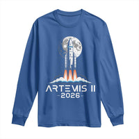 Lunar Journey 2026 Retro Rocket Launch Long Sleeve Shirt Space Exploration Astronomy Enthusiasts Sci-Fi Lovers