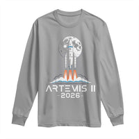 Lunar Journey 2026 Retro Rocket Launch Long Sleeve Shirt Space Exploration Astronomy Enthusiasts Sci-Fi Lovers