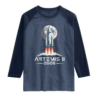 Lunar Journey 2026 Retro Rocket Launch Raglan Shirt Space Exploration Astronomy Enthusiasts Sci-Fi Lovers