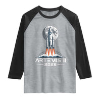 Lunar Journey 2026 Retro Rocket Launch Raglan Shirt Space Exploration Astronomy Enthusiasts Sci-Fi Lovers