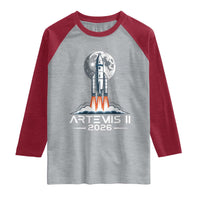 Lunar Journey 2026 Retro Rocket Launch Raglan Shirt Space Exploration Astronomy Enthusiasts Sci-Fi Lovers