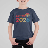 2026 Lunar Mission Retro Sunset T Shirt For Kid Vintage Space Exploration Astronomy Enthusiasts Sci-Fi Lovers