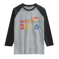 2026 Lunar Mission Retro Sunset Raglan Shirt Vintage Space Exploration Astronomy Enthusiasts Sci-Fi Lovers