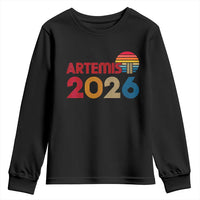2026 Lunar Mission Retro Sunset Youth Sweatshirt Vintage Space Exploration Astronomy Enthusiasts Sci-Fi Lovers