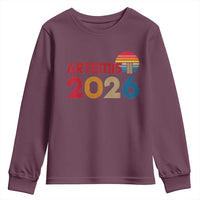 2026 Lunar Mission Retro Sunset Youth Sweatshirt Vintage Space Exploration Astronomy Enthusiasts Sci-Fi Lovers