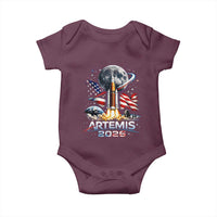Patriotic 2026 Lunar Orbit Mission Rocket Launch Baby Onesie American Flag n Moon Patriotic Space Astronomy Enthusiasts TS02
