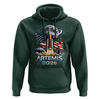 Patriotic 2026 Lunar Orbit Mission Rocket Launch Hoodie American Flag n Moon Patriotic Space Astronomy Enthusiasts TS02