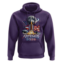 Patriotic 2026 Lunar Orbit Mission Rocket Launch Hoodie American Flag n Moon Patriotic Space Astronomy Enthusiasts TS02