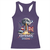 Patriotic 2026 Lunar Orbit Mission Rocket Launch Racerback Tank Top American Flag n Moon Patriotic Space Astronomy Enthusiasts TS02