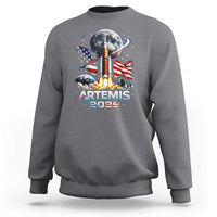 Patriotic 2026 Lunar Orbit Mission Rocket Launch Sweatshirt American Flag n Moon Patriotic Space Astronomy Enthusiasts TS02
