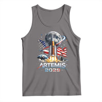Patriotic 2026 Lunar Orbit Mission Rocket Launch Tank Top American Flag n Moon Patriotic Space Astronomy Enthusiasts TS02