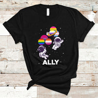 Gay Ally T Shirt Proud Ally Pride Rainbow LGBT Ally Astronaut Safe Spaces - Wonder Print Shop