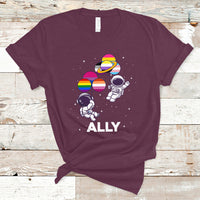 Gay Ally T Shirt Proud Ally Pride Rainbow LGBT Ally Astronaut Safe Spaces - Wonder Print Shop