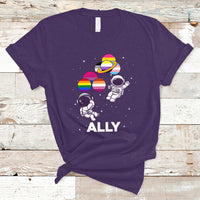 Gay Ally T Shirt Proud Ally Pride Rainbow LGBT Ally Astronaut Safe Spaces - Wonder Print Shop