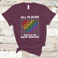 Gay Pride T Shirt All Places Should Be Safe Spaces Gay Pride Ally Pride Month - Wonder Print Shop