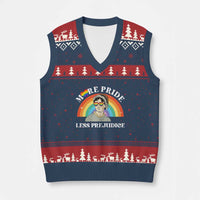 Gay Pride V-Neck Knit Sweater Vest More Pride Less Prejudice LGBT Pride Month - Wonder Print Shop