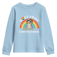 Gay Pride Youth Sweatshirt More Pride Less Prejudice LGBT Pride Month - Wonder Print Shop