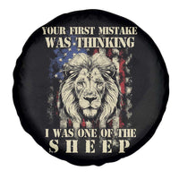 Patriotic American Lion Spare Tire Cover Your First Mistake Was Thinking I Was One Of The Sheep US Flag