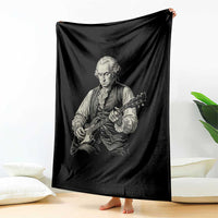 George Washington Rock Star Portrait Throw Blanket Funny Electric Guitar Player Founding Father Patriotic Graphic