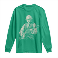 George Washington Rock Star Portrait Long Sleeve Shirt Funny Electric Guitar Player Founding Father Patriotic Graphic