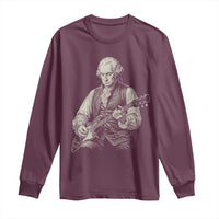 George Washington Rock Star Portrait Long Sleeve Shirt Funny Electric Guitar Player Founding Father Patriotic Graphic