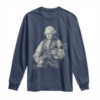 George Washington Rock Star Portrait Long Sleeve Shirt Funny Electric Guitar Player Founding Father Patriotic Graphic