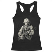 George Washington Rock Star Portrait Racerback Tank Top Funny Electric Guitar Player Founding Father Patriotic Graphic