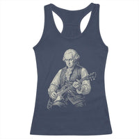 George Washington Rock Star Portrait Racerback Tank Top Funny Electric Guitar Player Founding Father Patriotic Graphic
