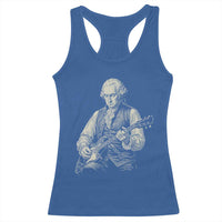 George Washington Rock Star Portrait Racerback Tank Top Funny Electric Guitar Player Founding Father Patriotic Graphic