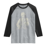 George Washington Rock Star Portrait Raglan Shirt Funny Electric Guitar Player Founding Father Patriotic Graphic