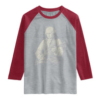 George Washington Rock Star Portrait Raglan Shirt Funny Electric Guitar Player Founding Father Patriotic Graphic