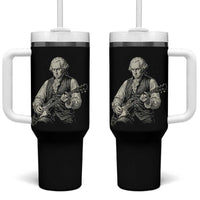 George Washington Rock Star Portrait Tumbler With Handle Funny Electric Guitar Player Founding Father Patriotic Graphic