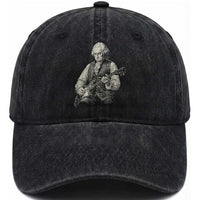 George Washington Rock Star Portrait Washed Cotton Baseball Cap Funny Electric Guitar Player Founding Father Patriotic Graphic