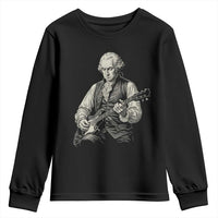 George Washington Rock Star Portrait Youth Sweatshirt Funny Electric Guitar Player Founding Father Patriotic Graphic