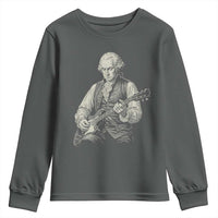 George Washington Rock Star Portrait Youth Sweatshirt Funny Electric Guitar Player Founding Father Patriotic Graphic