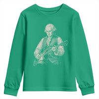George Washington Rock Star Portrait Youth Sweatshirt Funny Electric Guitar Player Founding Father Patriotic Graphic