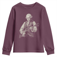 George Washington Rock Star Portrait Youth Sweatshirt Funny Electric Guitar Player Founding Father Patriotic Graphic