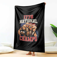 1776 National Champs Funny Founding Fathers Selfie Graphic Throw Blanket George Washington and Ben Franklin Cool Sunglasses Patriotic