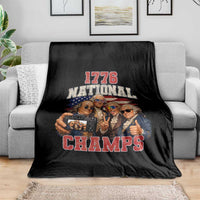 1776 National Champs Funny Founding Fathers Selfie Graphic Throw Blanket George Washington and Ben Franklin Cool Sunglasses Patriotic