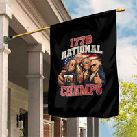 1776 National Champs Funny Founding Fathers Selfie Graphic Garden Flag George Washington and Ben Franklin Cool Sunglasses Patriotic