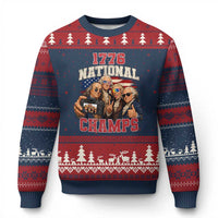 1776 National Champs Funny Founding Fathers Selfie Graphic Ugly Christmas Sweater George Washington and Ben Franklin Cool Sunglasses Patriotic