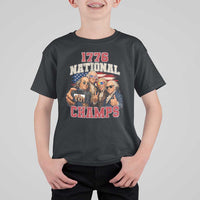 1776 National Champs Funny Founding Fathers Selfie Graphic T Shirt For Kid George Washington and Ben Franklin Cool Sunglasses Patriotic