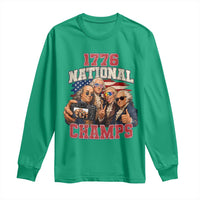 1776 National Champs Funny Founding Fathers Selfie Graphic Long Sleeve Shirt George Washington and Ben Franklin Cool Sunglasses Patriotic