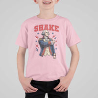Shake Funny George Washington Patriotic Graphic Matching T Shirt For Kid Vintage Founding Father Distressed Stars and Lightning Bolts Dynamic Duo