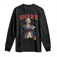 Shake Funny George Washington Patriotic Graphic Matching Long Sleeve Shirt Vintage Founding Father Distressed Stars and Lightning Bolts Dynamic Duo
