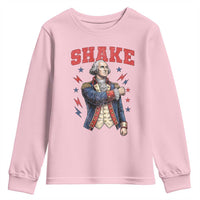 Shake Funny George Washington Patriotic Graphic Matching Youth Sweatshirt Vintage Founding Father Distressed Stars and Lightning Bolts Dynamic Duo