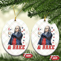 And Bake Funny Benjamin Franklin Patriotic Graphic Matching Ceramic Ornament Vintage Founding Father Distressed Stars and Lightning Bolts Dynamic Duo