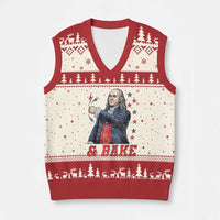 And Bake Funny Benjamin Franklin Patriotic Graphic Matching V-Neck Knit Sweater Vest Vintage Founding Father Distressed Stars and Lightning Bolts Dynamic Duo