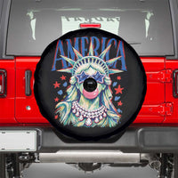 America Statue of Liberty Blowing Bubblegum Spare Tire Cover Star and Glasses Patriotic Summer Vibes Graphic